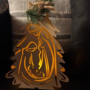 Product image and link for  Christmas Tree with Holy Family Votive Holder