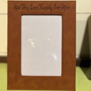 Product image and link for  ***Ready to Ship***Engraved Leatherette 4×6 Picture Frame (And they lived happily ever after)