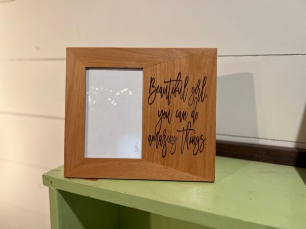 Product image and link for  Engraved Personalized Wooden Picture Frame, Alder Wood Picture Frame