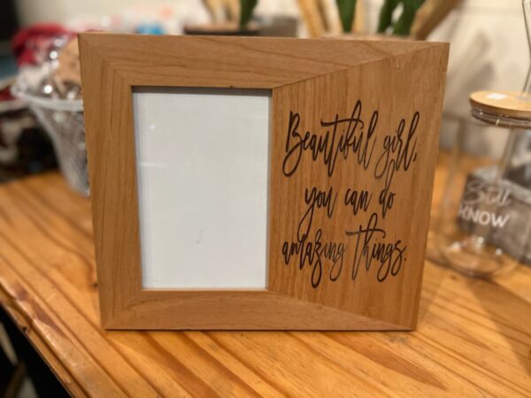 Product image and link for  Engraved Personalized Wooden Picture Frame Alder Wood Picture Frame